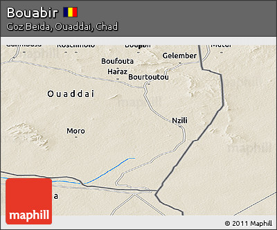 Shaded Relief Panoramic Map of Bouabir