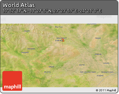 Satellite 3D Map of the Area around 11° 9' 41" N, 23° 52' 30" E