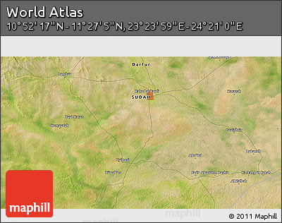 Satellite 3D Map of the Area around 11° 9' 41" N, 23° 52' 30" E