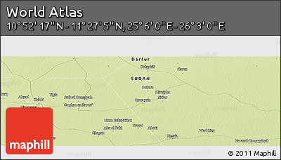 Physical Panoramic Map of the Area around 11° 9' 41" N, 25° 34' 30" E