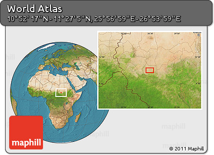 Satellite Location Map of the Area around 11° 9' 41" N, 26° 25' 29" E