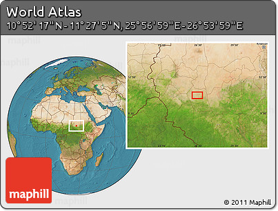 Satellite Location Map of the Area around 11° 9' 41" N, 26° 25' 29" E