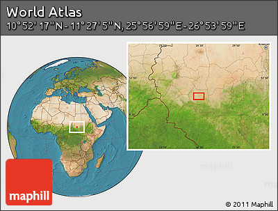 Satellite Location Map of the Area around 11° 9' 41" N, 26° 25' 29" E