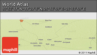 Physical Panoramic Map of the Area around 11° 9' 41" N, 26° 25' 29" E