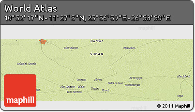 Physical Panoramic Map of the Area around 11° 9' 41" N, 26° 25' 29" E