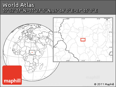 Blank Location Map of the Area around 11° 9' 41" N, 27° 16' 29" E