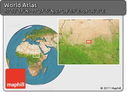 Satellite Location Map of the Area around 11° 9' 41" N, 28° 7' 30" E