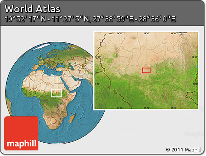 Satellite Location Map of the Area around 11° 9' 41" N, 28° 7' 30" E
