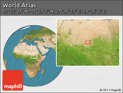 Satellite Location Map of the Area around 11° 9' 41" N, 28° 7' 30" E