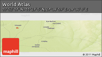 Physical Panoramic Map of the Area around 11° 9' 41" N, 28° 7' 30" E