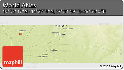 Physical Panoramic Map of the Area around 11° 9' 41" N, 28° 7' 30" E