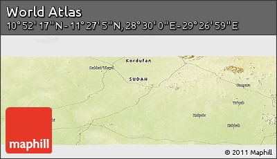 Physical Panoramic Map of the Area around 11° 9' 41" N, 28° 58' 30" E