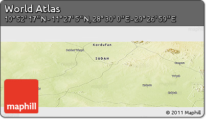 Physical Panoramic Map of the Area around 11° 9' 41" N, 28° 58' 30" E