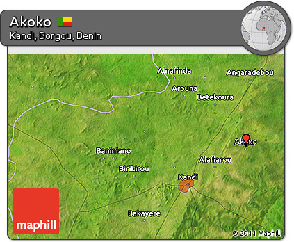 Satellite 3D Map of Akoko
