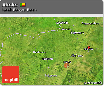 Satellite 3D Map of Akoko