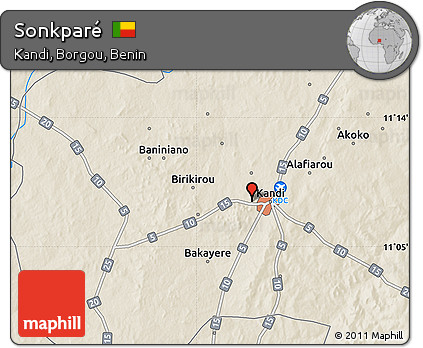 Shaded Relief Map of Sonkparé
