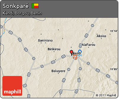 Shaded Relief Map of Sonkparé
