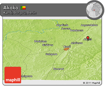 Physical Panoramic Map of Akoko