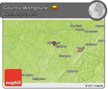 Physical Panoramic Map of Gourou Wongouré