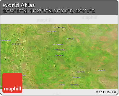 Satellite 3D Map of the Area around 11° 9' 41" N, 31° 31' 29" E