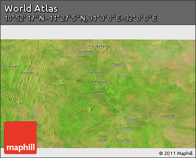 Satellite 3D Map of the Area around 11° 9' 41" N, 31° 31' 29" E