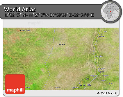 Satellite 3D Map of the Area around 11° 9' 41" N, 32° 22' 30" E