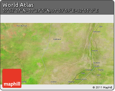 Satellite 3D Map of the Area around 11° 9' 41" N, 32° 22' 30" E