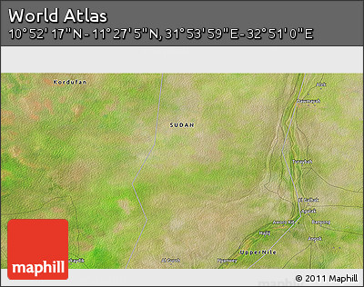 Satellite 3D Map of the Area around 11° 9' 41" N, 32° 22' 30" E