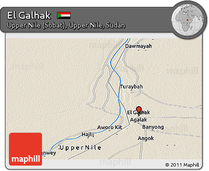 Shaded Relief Panoramic Map of El Galhak