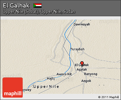 Shaded Relief Panoramic Map of El Galhak