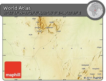Physical Map of the Area around 11° 9' 41" N, 34° 4' 30" E