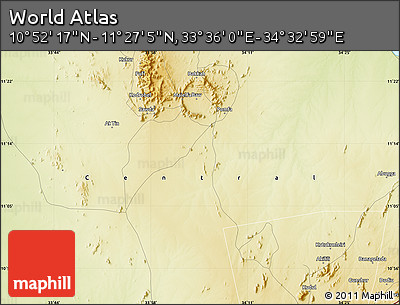 Physical Map of the Area around 11° 9' 41" N, 34° 4' 30" E