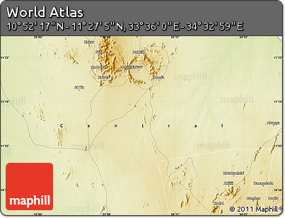 Physical Map of the Area around 11° 9' 41" N, 34° 4' 30" E