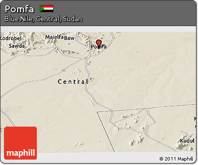 Shaded Relief Panoramic Map of Pomfa