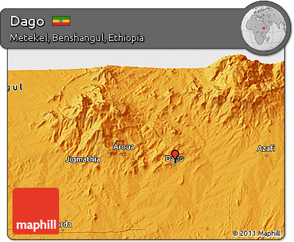 Political 3D Map of Dago