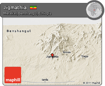 Shaded Relief 3D Map of Jigmathia