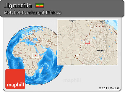 Shaded Relief Location Map of Jigmathia
