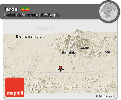 Shaded Relief Panoramic Map of Iarda