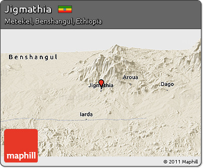 Shaded Relief Panoramic Map of Jigmathia