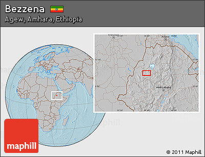 Gray Location Map of Bezzena, hill shading