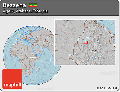 Gray Location Map of Bezzena, hill shading