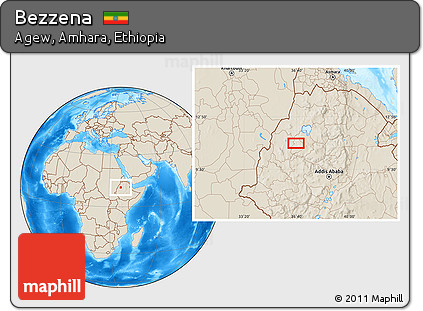 Shaded Relief Location Map of Bezzena