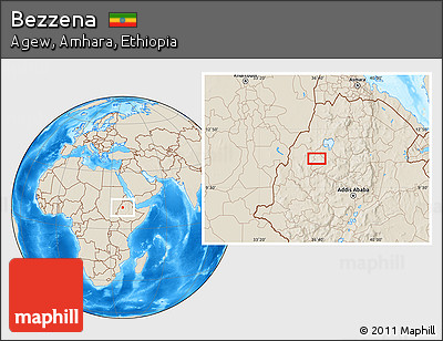 Shaded Relief Location Map of Bezzena