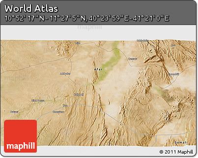 Satellite 3D Map of the Area around 11° 9' 41" N, 40° 52' 30" E