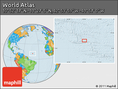 Political Location Map of the Area around 11° 9' 41" N, 42° 25' 29" W