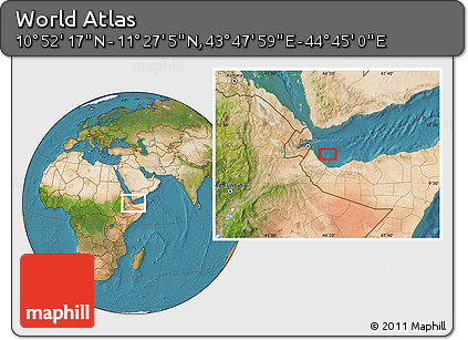 Satellite Location Map of the Area around 11° 9' 41" N, 44° 16' 29" E
