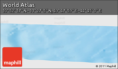 Physical Panoramic Map of the Area around 11° 9' 41" N, 44° 16' 29" E