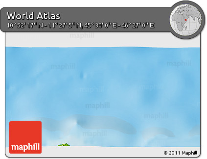 Physical 3D Map of the Area around 11° 9' 41" N, 45° 58' 30" E
