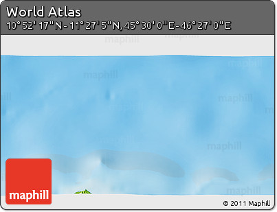 Physical 3D Map of the Area around 11° 9' 41" N, 45° 58' 30" E