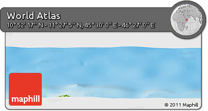 Physical Panoramic Map of the Area around 11° 9' 41" N, 45° 58' 30" E